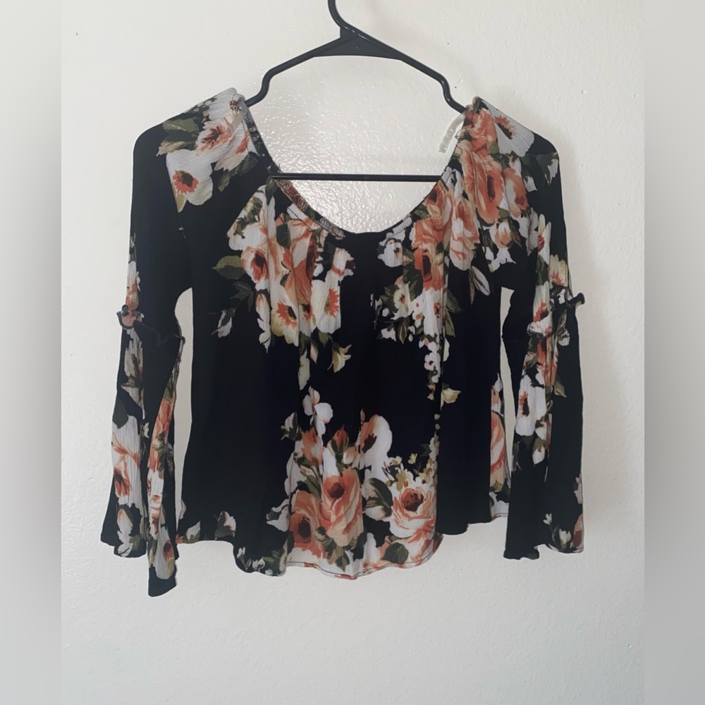Black Floral off the Shoulder Top